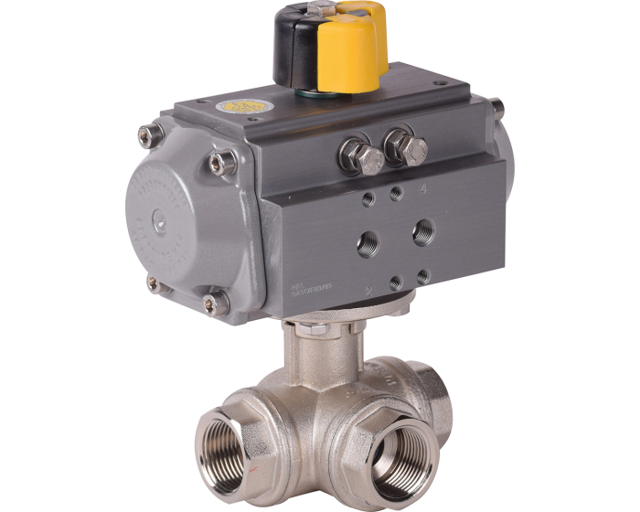 3 way brass ball valve BSP L-port 513 1/4'' + RE43